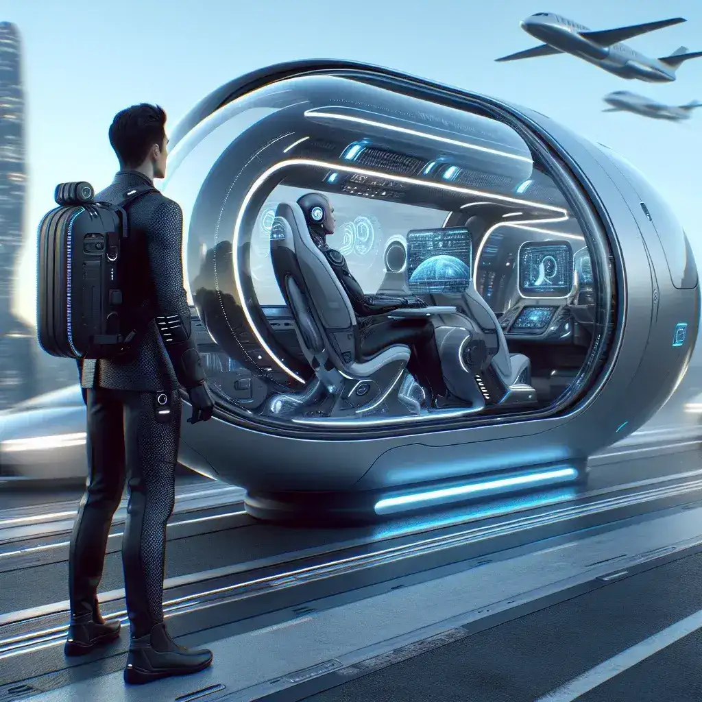 "Imagem de um trem Hyperloop futurista em movimento rápido, simbolizando as dicas inovadoras para sobreviver e prosperar em viagens de próxima geração no artigo 'Hacks de Hyperloop: Dicas para Sobreviver e Prosperar em Viagens de Próxima Geração'."